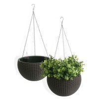 Algreen Self Watering Modena Wicker Hanging Basket   